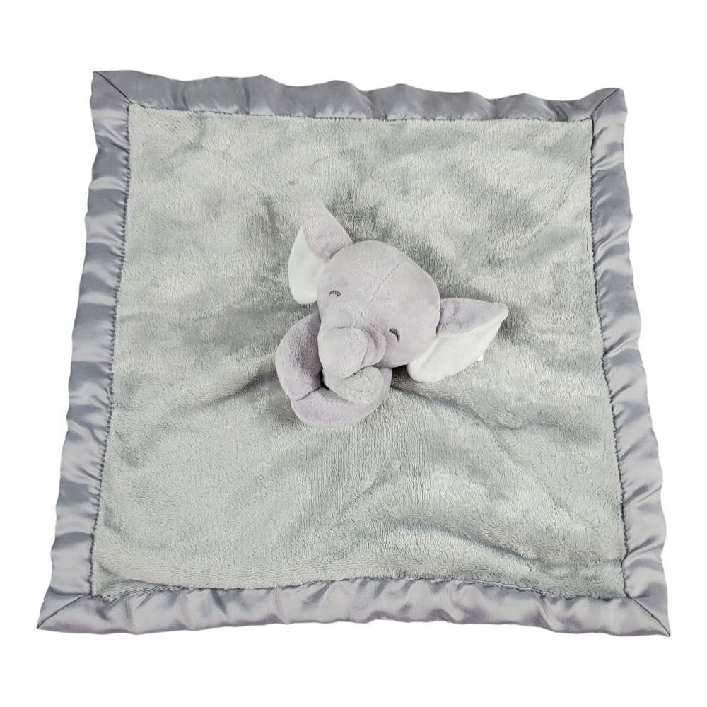 Carter’s Elephant Grey Security Blanket Lovey Baby Plush Toy Satin Back 14x14 - Picture 2 of 9